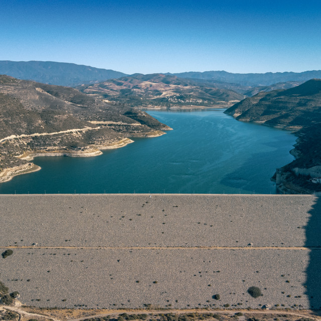 "Kouris Dam, Cyprus Drone Shot" stock image