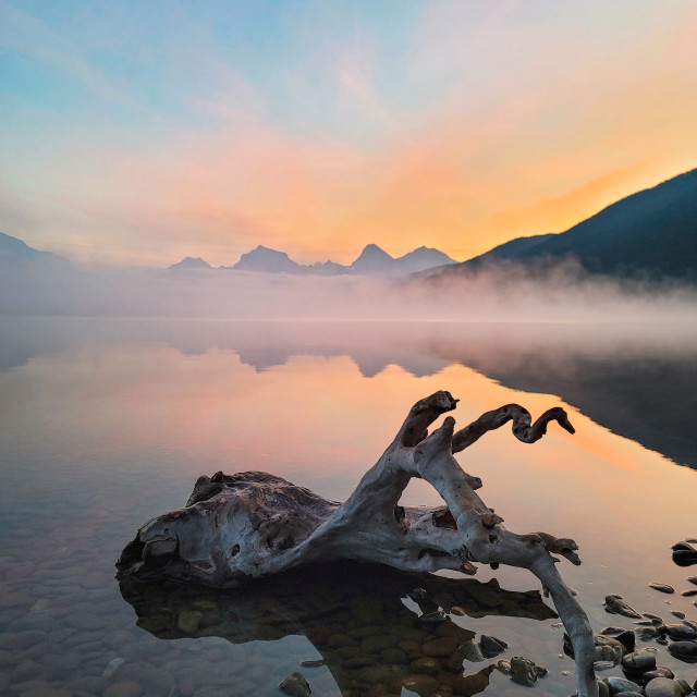 "Sunrise in Glacier National Park" stock image