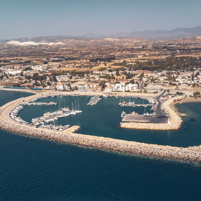 "Zygi Marina, Cyprus Drone View" stock image