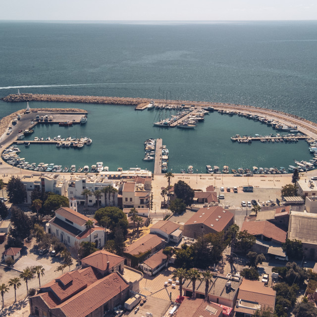 "Zygi Marina, Cyprus Drone View" stock image