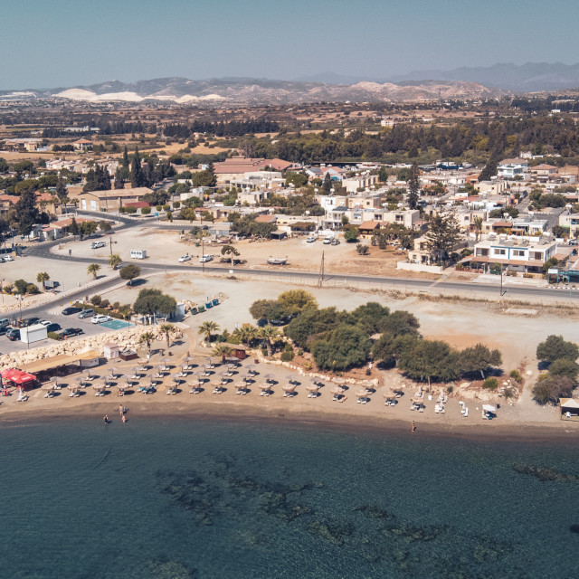 "Zygi Public Beach, Cyprus Drone View" stock image