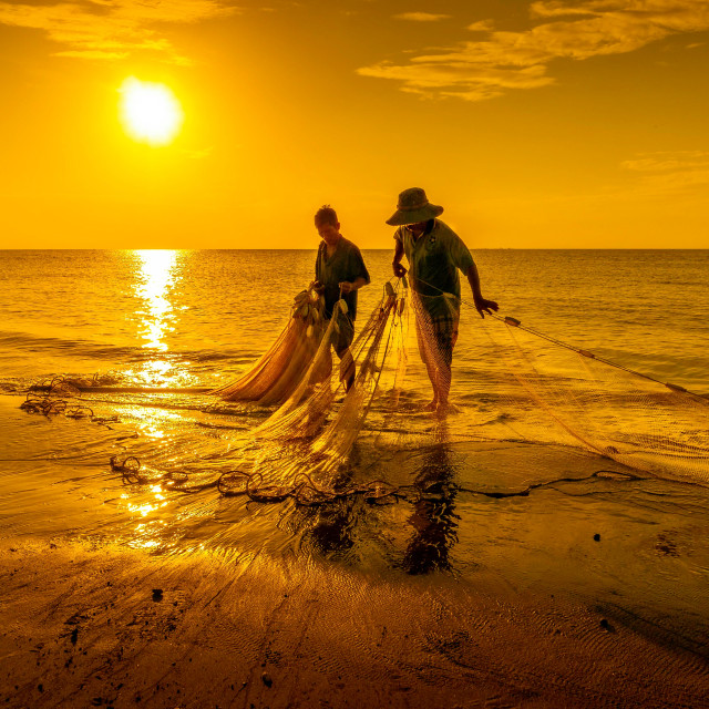 "Harvest after early morning fishing" stock image