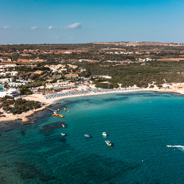 "Landa Beach, Ayia Napa, Cyprus Drone View" stock image