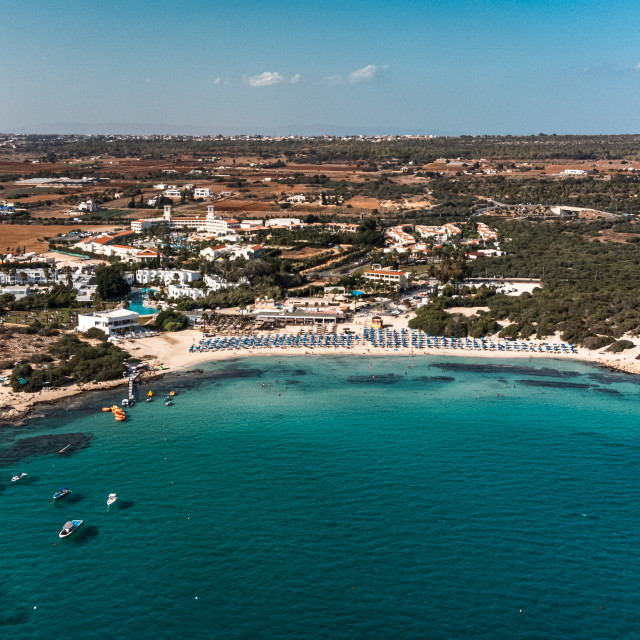 "Landa Beach, Ayia Napa, Cyprus Drone View" stock image