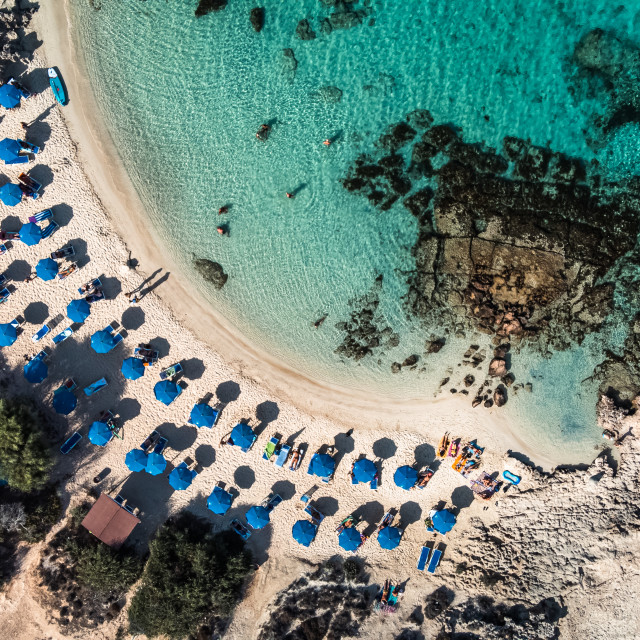 "Makronissos Beach, Ayia Napa, Cyprus Birds Eye View" stock image