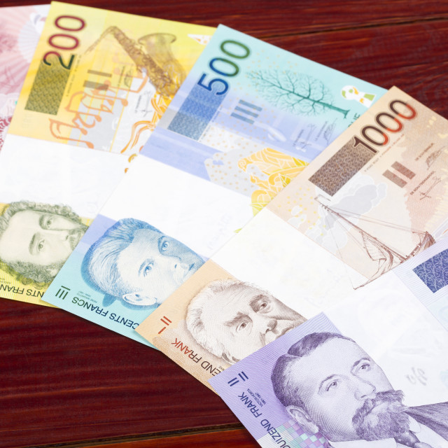 "Belgian franc a business background" stock image