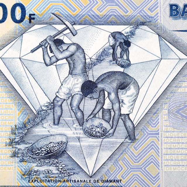 "Diamond exploitation from Congolese franc" stock image