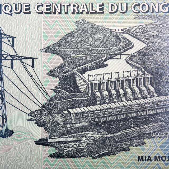 "Inga II - hydroelectric dam from Congolese franc" stock image