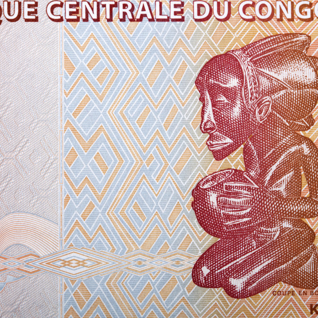 "Luba carving from Congolese franc" stock image