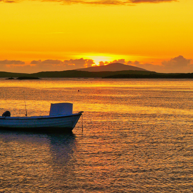 "Sunset over Pabbay" stock image