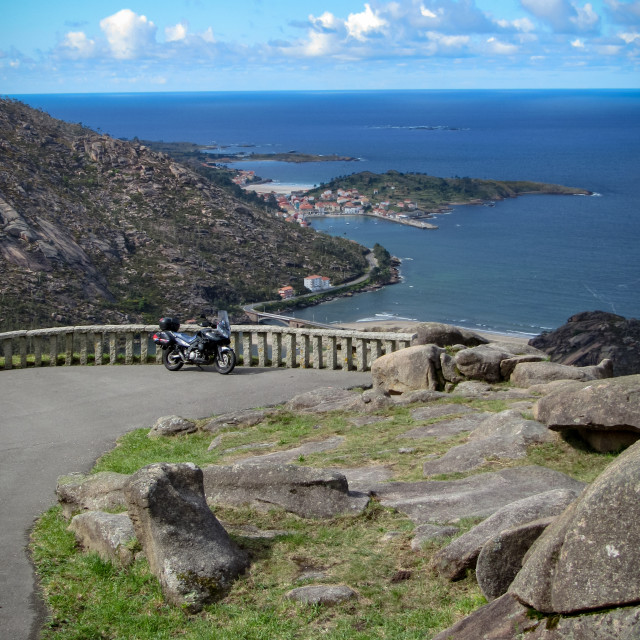 "Motorcycle touring in Galicia" stock image