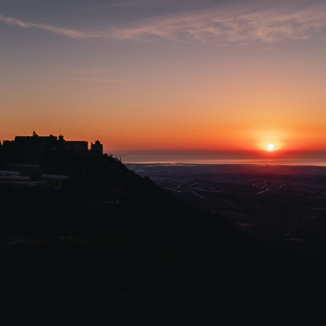 "Stavrovouni Monastery, Cyprus Sunrise" stock image