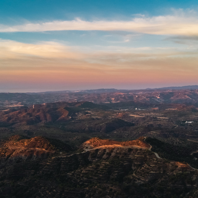 "Sunrise Drone View from Stavrovouni Monastery" stock image