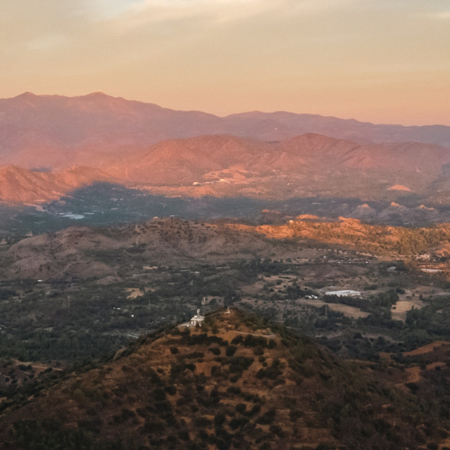 "Sunrise Drone View from Stavrovouni Monastery" stock image