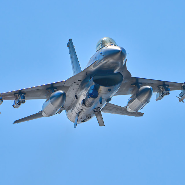 "F-16 mid flight" by Carlos A Esquivel - $30.33 "F-16 mid flight" stock image