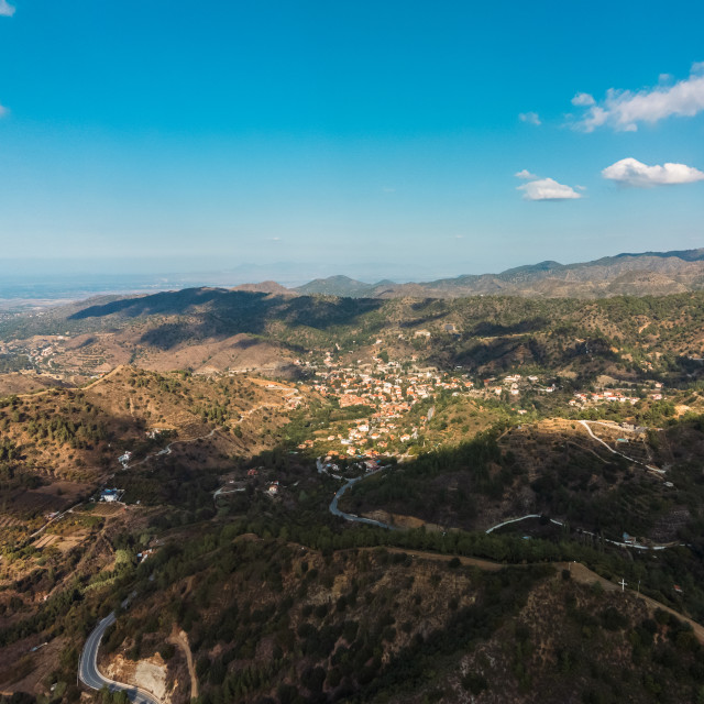 "Kakopetria, Nicosia, Cyprus Drone Panorama" stock image