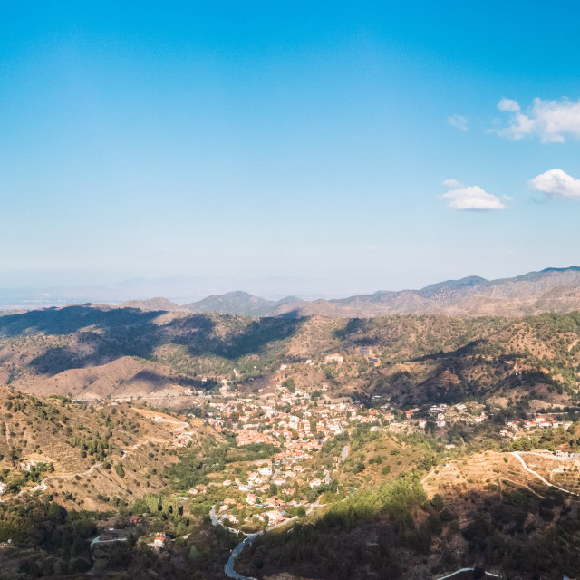 "Kakopetria, Nicosia, Cyprus Drone Panorama" stock image