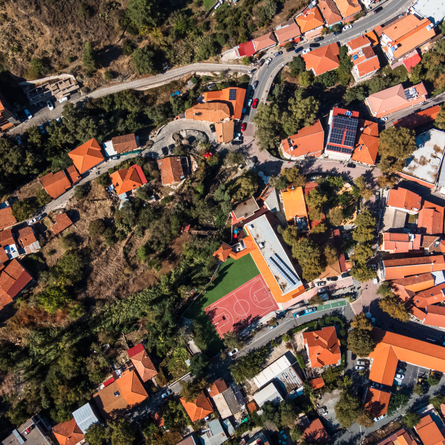 "Kakopetria Square, Nicosia, Cyprus Birds Eye View" stock image