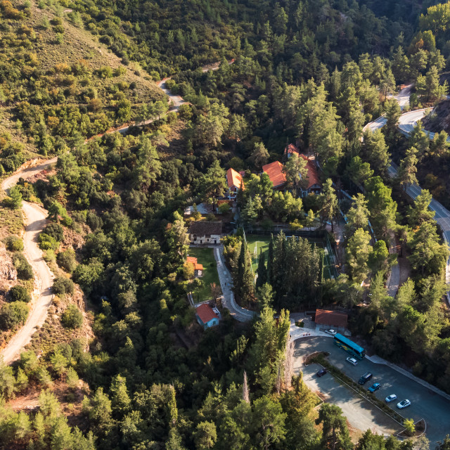 "Agios Nikolaos tis Stegis Church Drone View" stock image