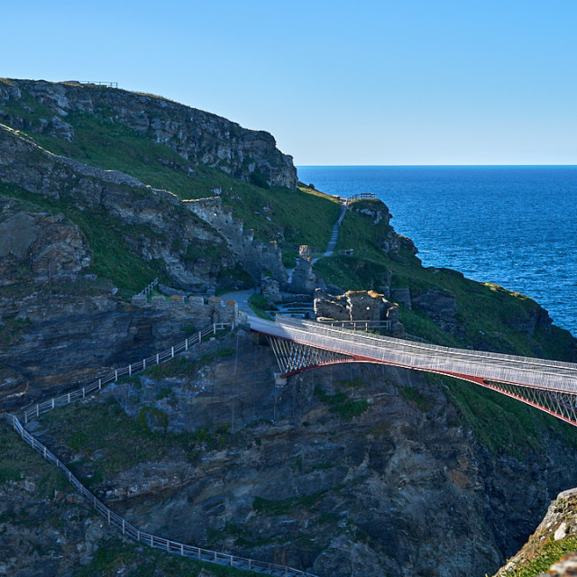 "Tintagel Castle - Bridge" stock image