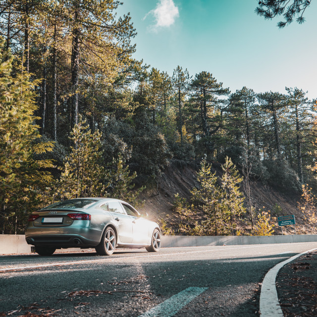 "Audi on Mountain Road" stock image