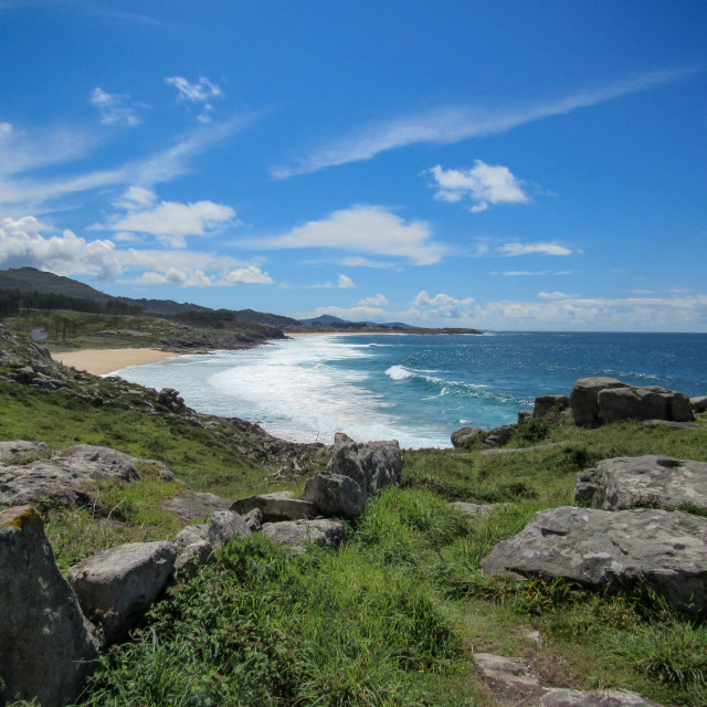 "The coast of Galicia at Baroña" stock image