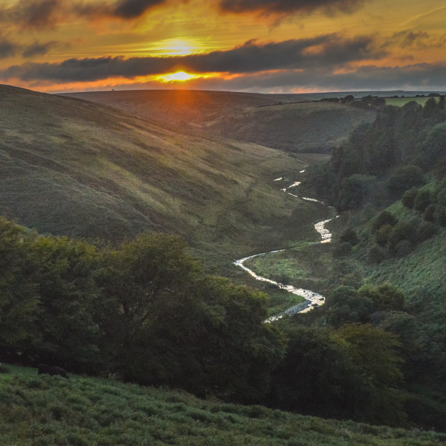 "The River Barle at Sunset, Simonsbath - Exmoor" stock image