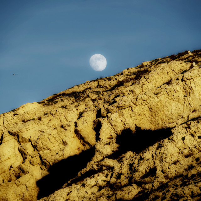 "The moon above Frioul Island" stock image