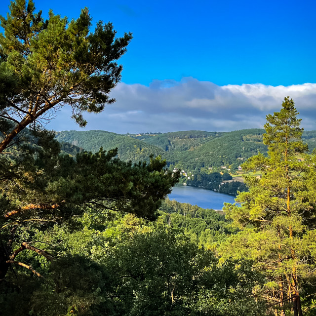 "Blick auf dem Stausee Obermaubach" by - $8.44 "Blick auf dem Stausee Obermaubach" stock image