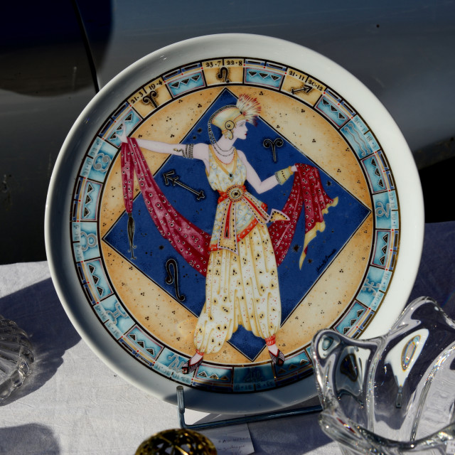 "art deco style decorated plate" stock image