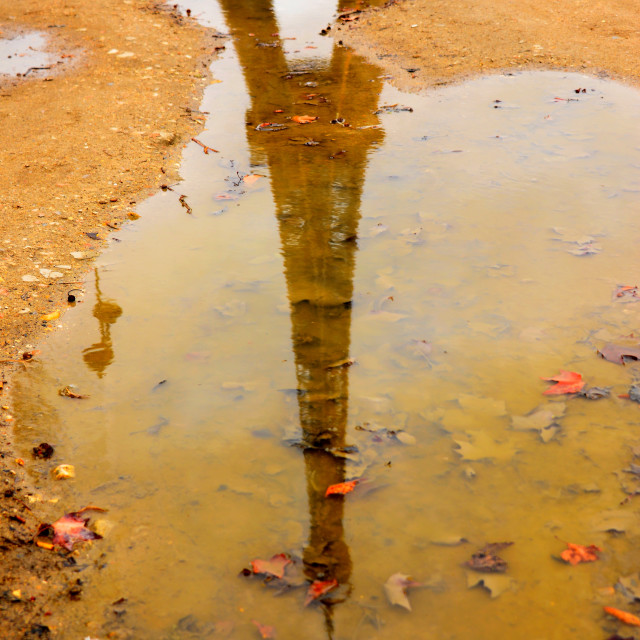 "Eiffel tower reflecting" stock image