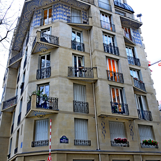 "an art deco building in avenue de Suffren" stock image