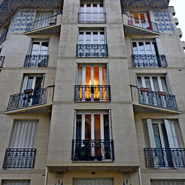 "an art deco building in avenue de Suffren" stock image