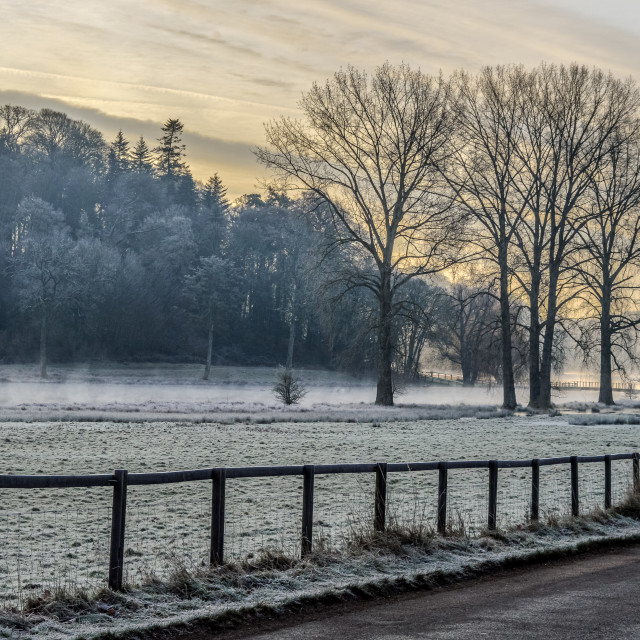 "Winter Sunrise At Fonthill Lake" stock image