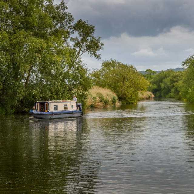 "Barge On The River Avon, Worcestershire" stock image