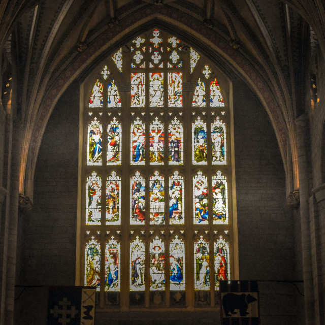 "Window In Tewkesbury Abbey, Gloucestershire" stock image