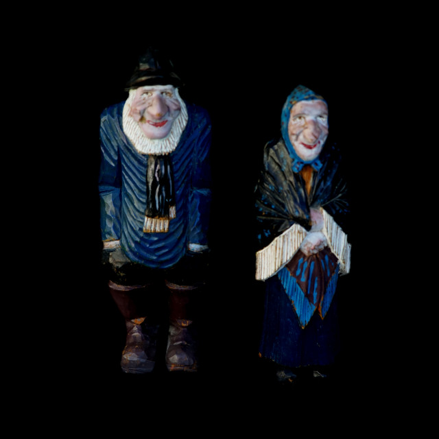 "Wooden statues of an old couple" by Amit Mendelsohn - $48.98 "Wooden statues of an old couple" stock image