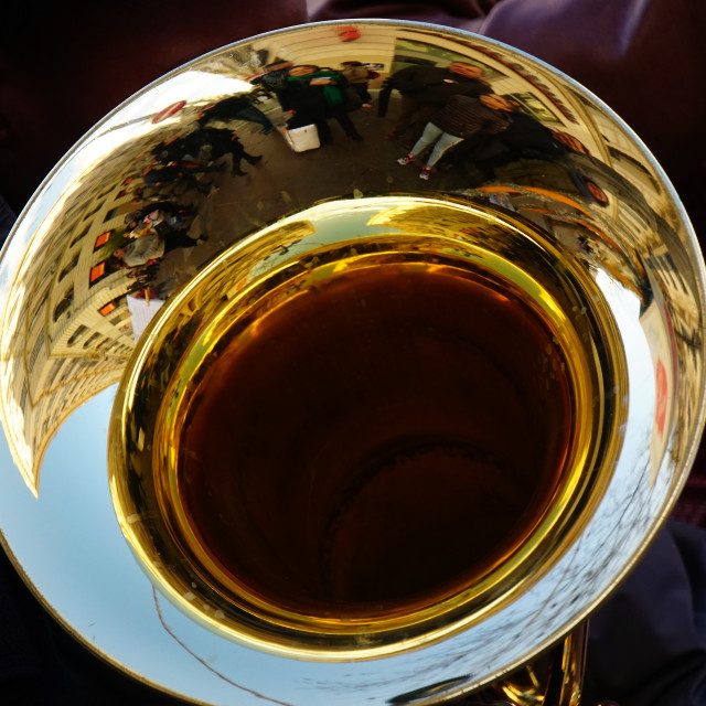 "Tuba reflective" by Amit Mendelsohn - $48.98 "Tuba reflective" stock image