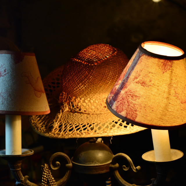 "a hat and lamps" by Amit Mendelsohn - $48.98 "a hat and lamps" stock image