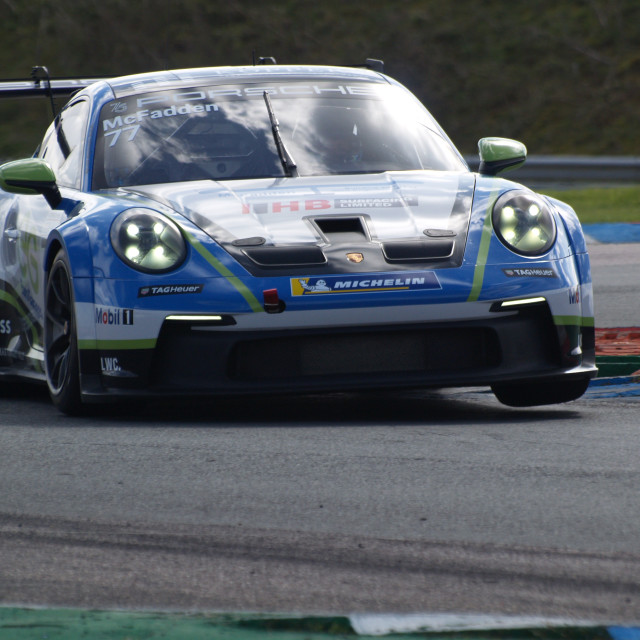 Frazer McFadden at Porsche Carrera Cup GB Test at Thruxton in 2023 