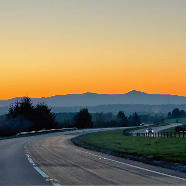 "Sunset glow Bennachie" stock image