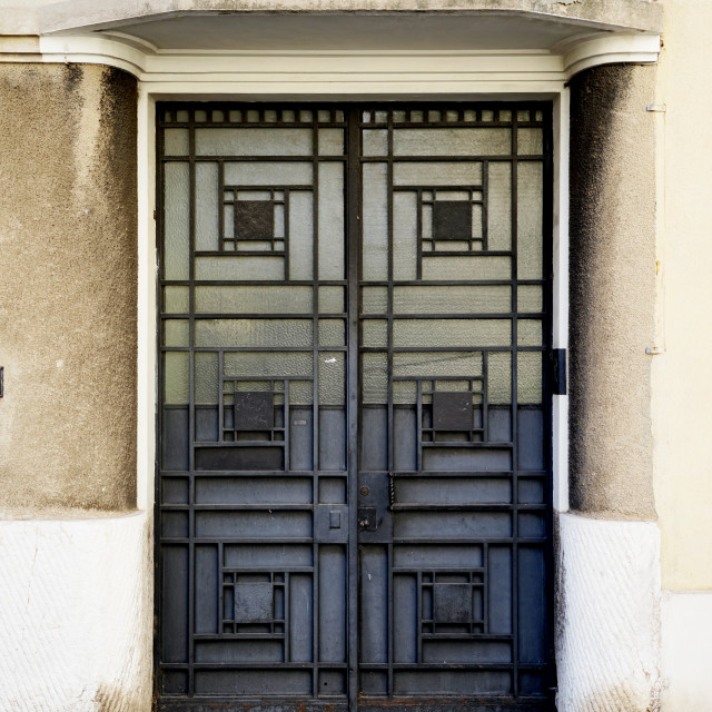 "art deco metal entrance door" by Amit Mendelsohn - $49.42 "art deco metal entrance door" stock image