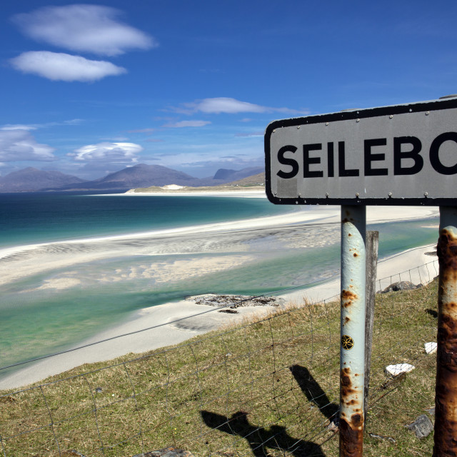 "It's a Sign ! Seilebost Signpost on the Isle of Harris" stock image