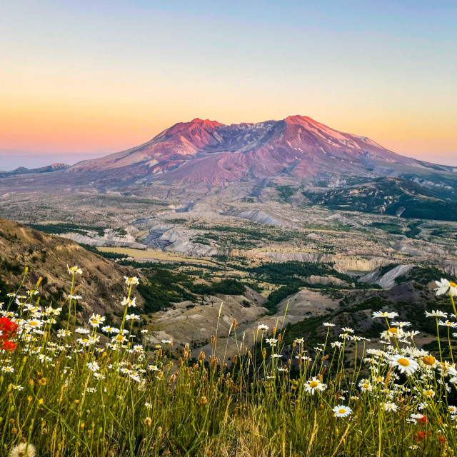 "Sunset at St. Helens" stock image