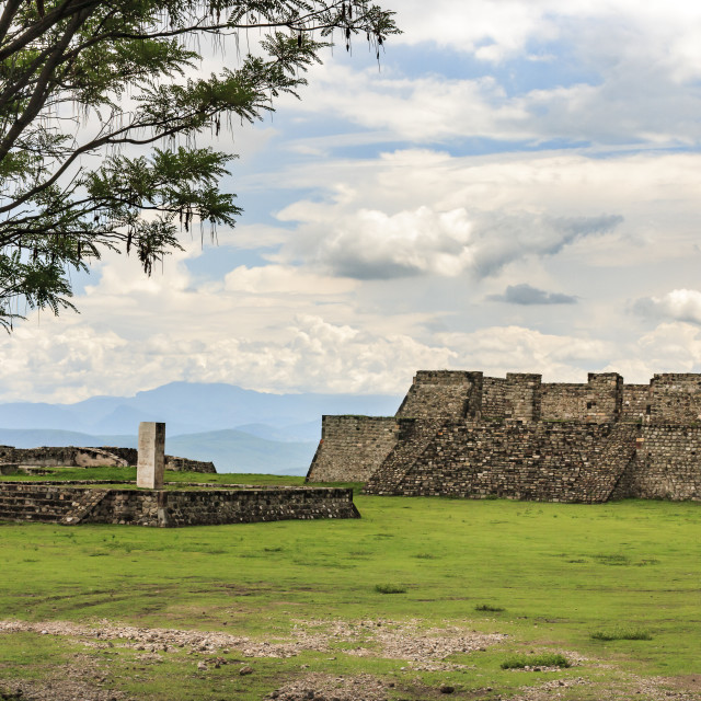 "Plaza of the Two Glyphs in Xochicalco VI" stock image