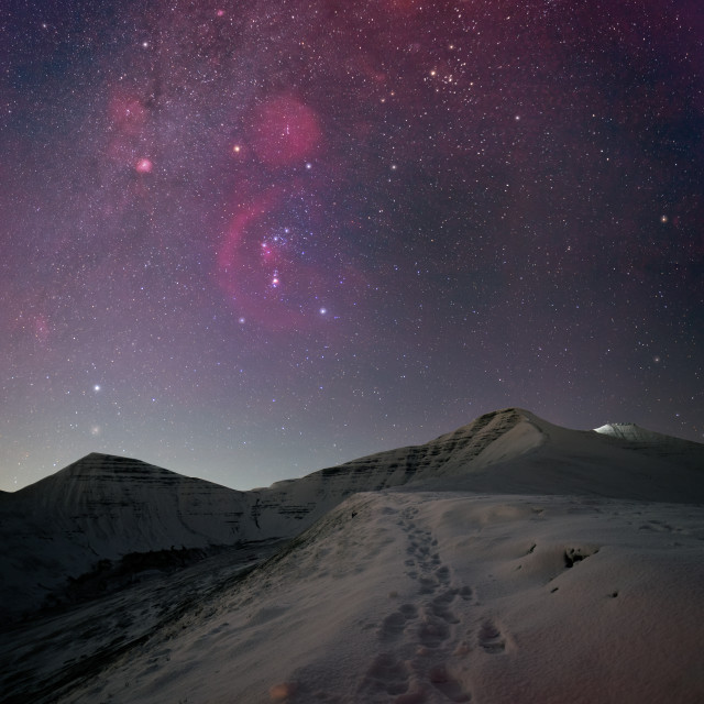 "The Winter Constellations above Pen Y Fan" stock image