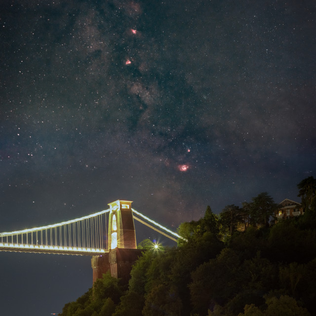 "Clifton Suspension Bridge Nebula of the Milky Way" stock image