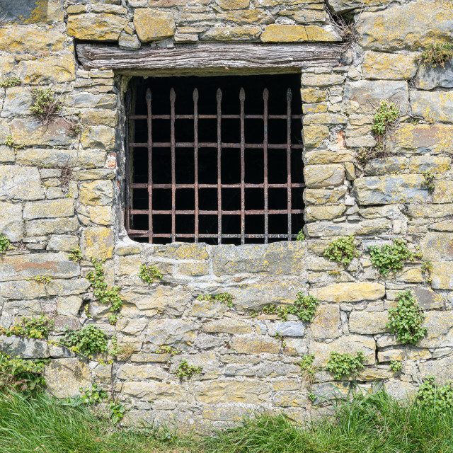 "Fortified window in Carrigaholt Castle , County Clare, Ireland;" stock image