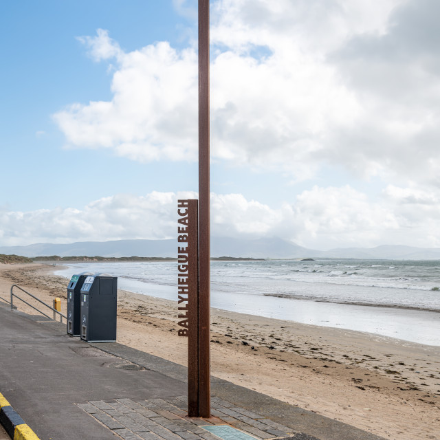 "The Wild Atlantic Way sign post at Ballyheigue Beach, County Kerry, Ireland" stock image