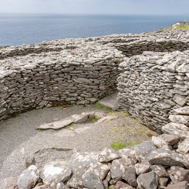 "Cashel Murphy stone fortified village on the Slea Head peninsular, County Kerry, Ireland" stock image